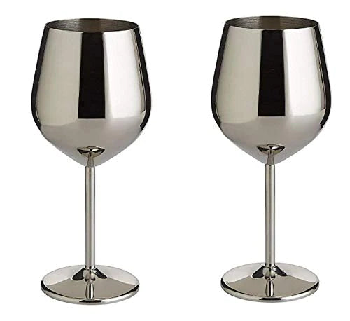 Kuvi Stainless Steel Stemmed Wine Glasses, Copper Coated Unbreakable Wine Glass Goblets,Premium Gift for Men and Women - 350 ml: Set of 2 Pcs