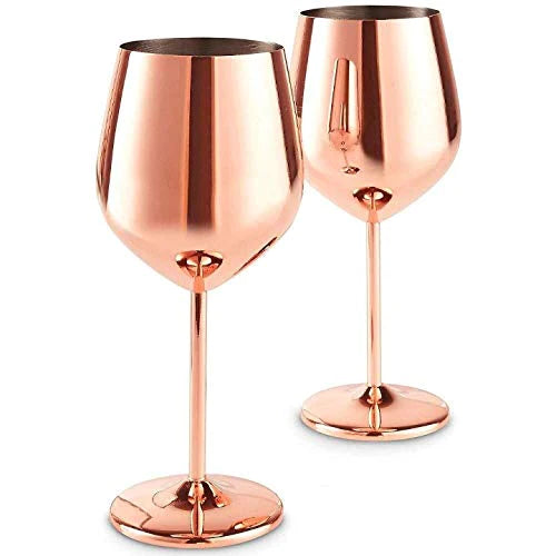 Kuvi Stainless Steel Stemmed Wine Glasses, Shatter Proof Unbreakable Wine Glass Goblets,Premium Gift for Men and Women - 350 ml Set of 2 Pcs