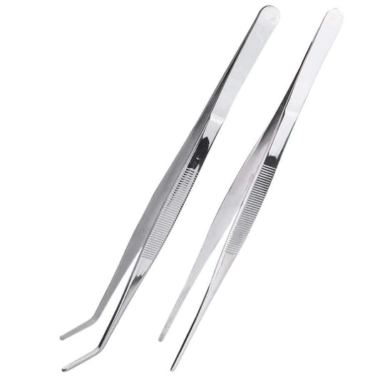 Kuvi 6.3 Inch Stainless Steel Tongs Tweezers Set with Precision Serrated Tips for Chef Cooking,Heavy Duty Tweezer Tongs for Cooking Crafting Repairing: 2 Pcs Set