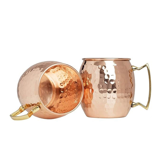 KUVI Pure Copper Hammered Moscow Mule Mug with Brass Handle, 18 Oz 450ML