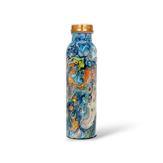 Kuvi's 1000ml Printed Copper Water Bottle features a modern, Leak-Proof design and offers Health Benefits (Design 07)