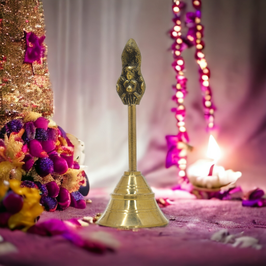 Kuvi Brass Puja Bell, Pooja Ghanti/Ghanta for Home and Temple, Prayer Bell, Pooja Mandir Bell, Pooja Hand Bell