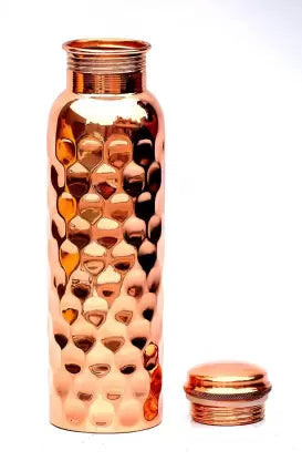 Kuvi Copper Jointless Solitaire Design Leak Proof Copper Water Bottle 1Litre, 1000 ml Bottle  (Copper Dimondr)