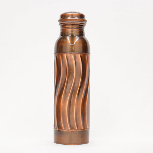KUVI Copper Charge 1000ml Water Bottle 100% Pure Copper Water Bottle Leak Proof & Rust Proof for Home, School & Office (1000 ml) (Lahar Antique)