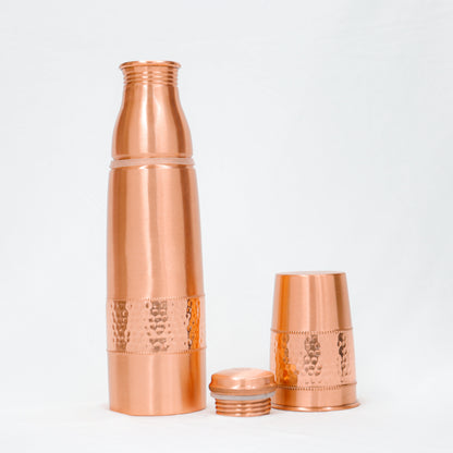 Copper Charge 1000ml Water Bottle 100% Pure Copper Water Bottle Leak Proof & Rust Proof for Home, School & Office (1000 ml) (2tone thermoses Bottle)