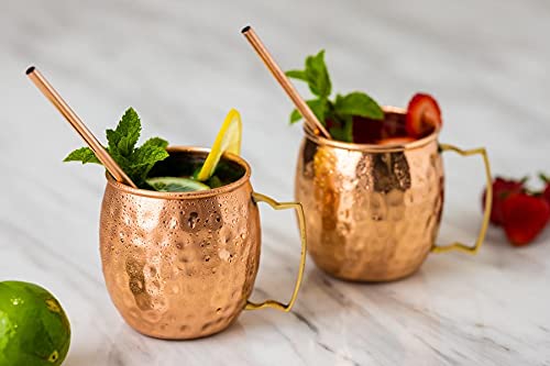 100% Pure Copper Hammered Moscow Mule Mug with Brass Handle, 18 Oz 450ML Pack of 1
