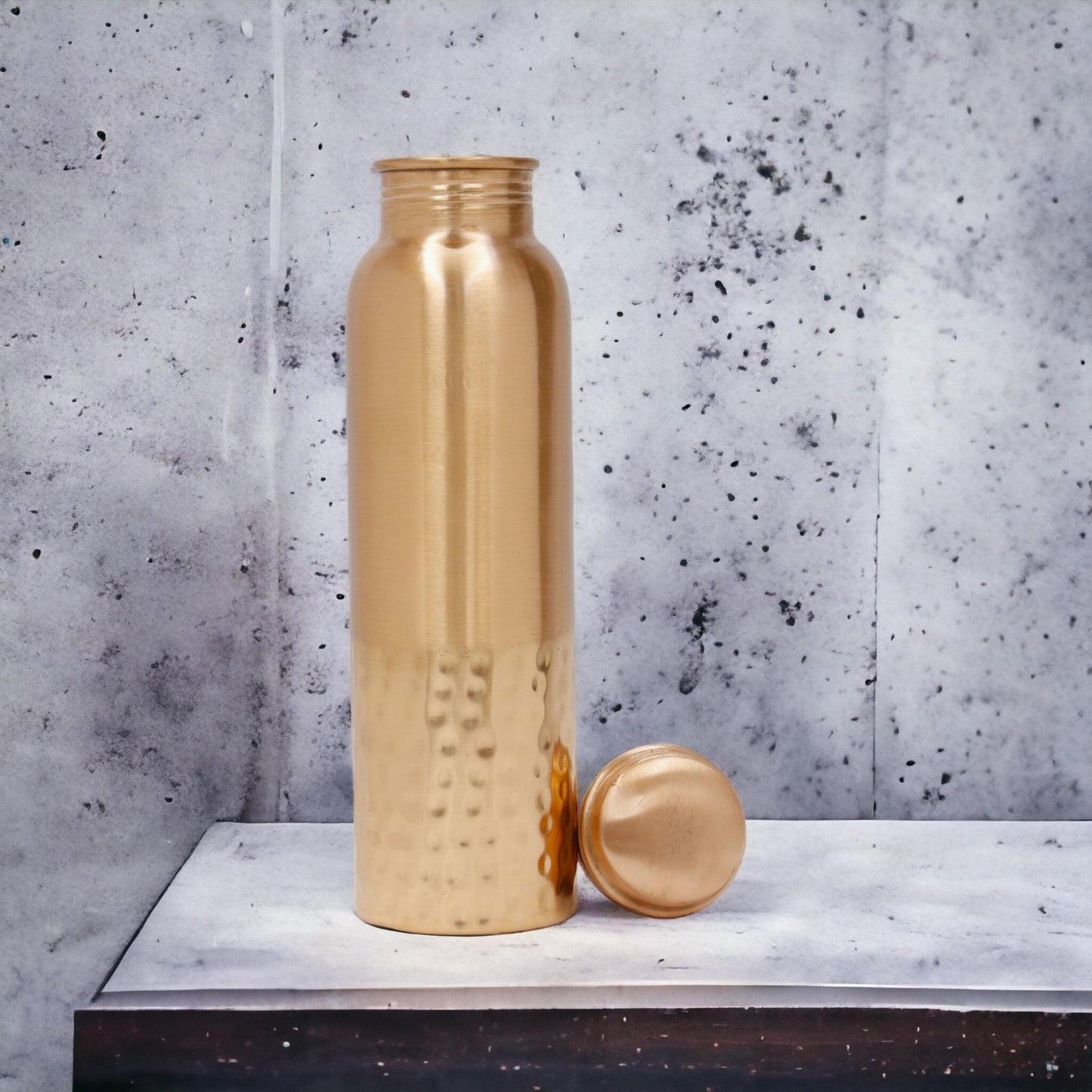 Copper Charge 1000ml Water Bottle 100% Pure Copper Water Bottle Leak Proof & Rust Proof for Home, School & Office (1000 ml) (Half Hammered)